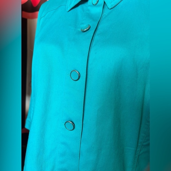 Christopher & Banks Women’s Turquoise Button Down Jean Blouse/Jacket EUC!​​​ - Picture 6 of 8